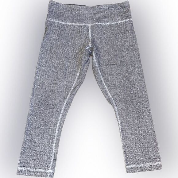 Lululemon Mid Rise Wunder Under 21” Inseam Crop Soft Leggings Herringbone Size 8 - Picture 1 of 4